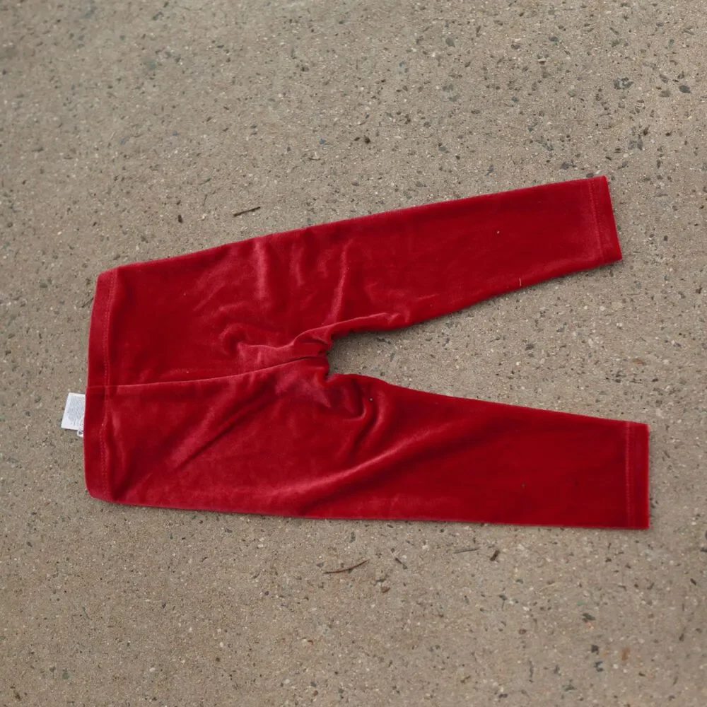 NWT Janie and Jack Red Velvet Leggings 12-18 Months Holiday Red Stretch Pants